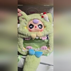 Plush Green Kids Toy with Cute Face